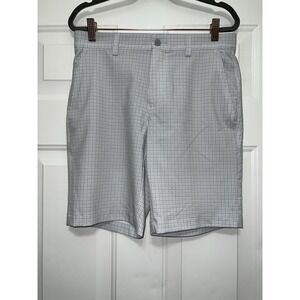 PGA TOUR Apparel Men's 30 Flat Front‎ Mini Geo Print Golf Shorts Tradewinds Gray